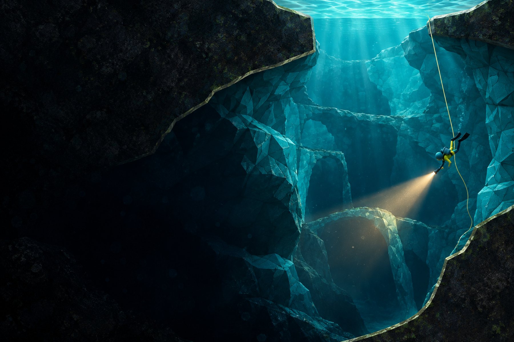 Exploração submarina recriada em animação 3D
